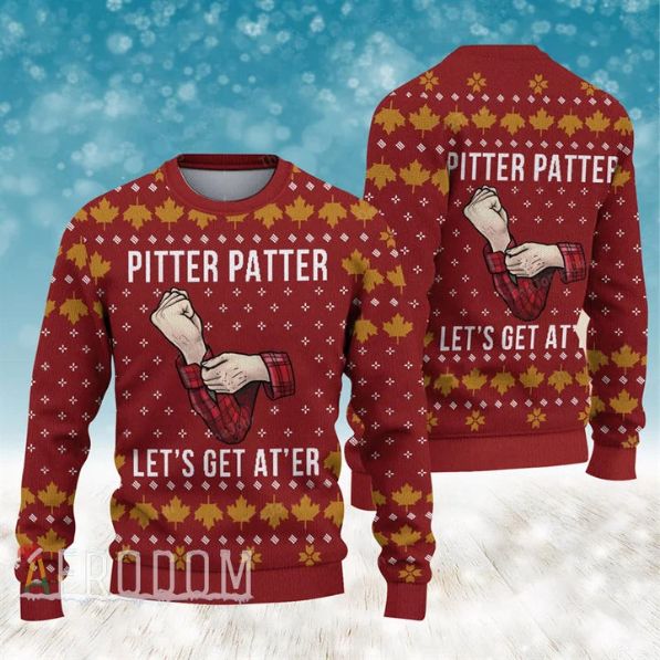 Letterkenny Pitter Patter Let’s Get At’er Christmas Ugly Wool Knitted Sweater