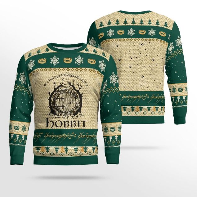 Live A Hobbit Lord Of The Ring Ugly Christmas Knitted  Sweater