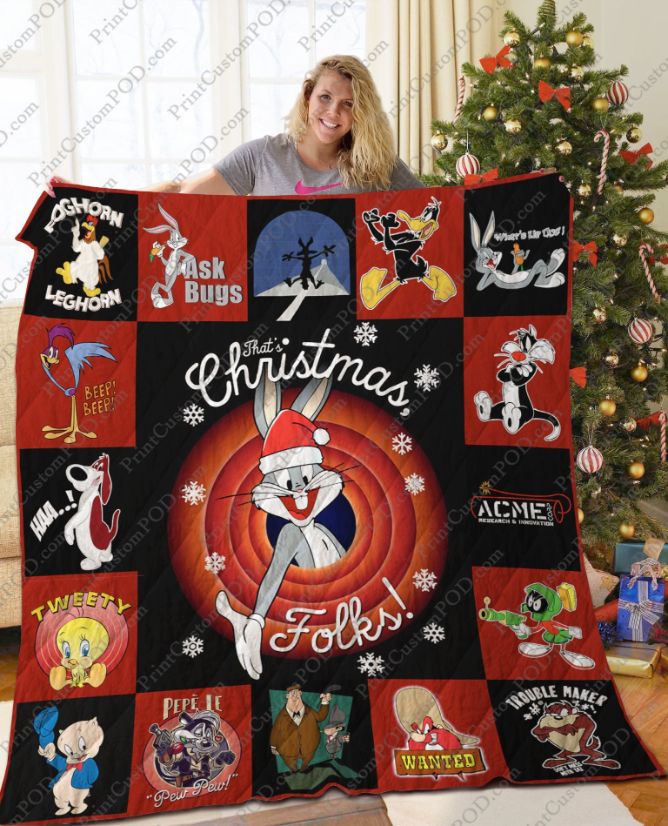 Looney Tunes Christmas Folks Quilt Blanket - Teeruto