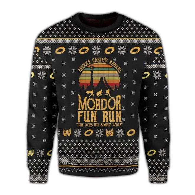 Lord Middle Earth’s Annual Mordor Fun Run Christmas Ugly Wool Knitted Sweater