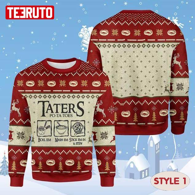 LOTR Taters Potatoes Christmas Gift LOTR Taters Xmas Ugly Wool Knitted Sweater 4 Colors