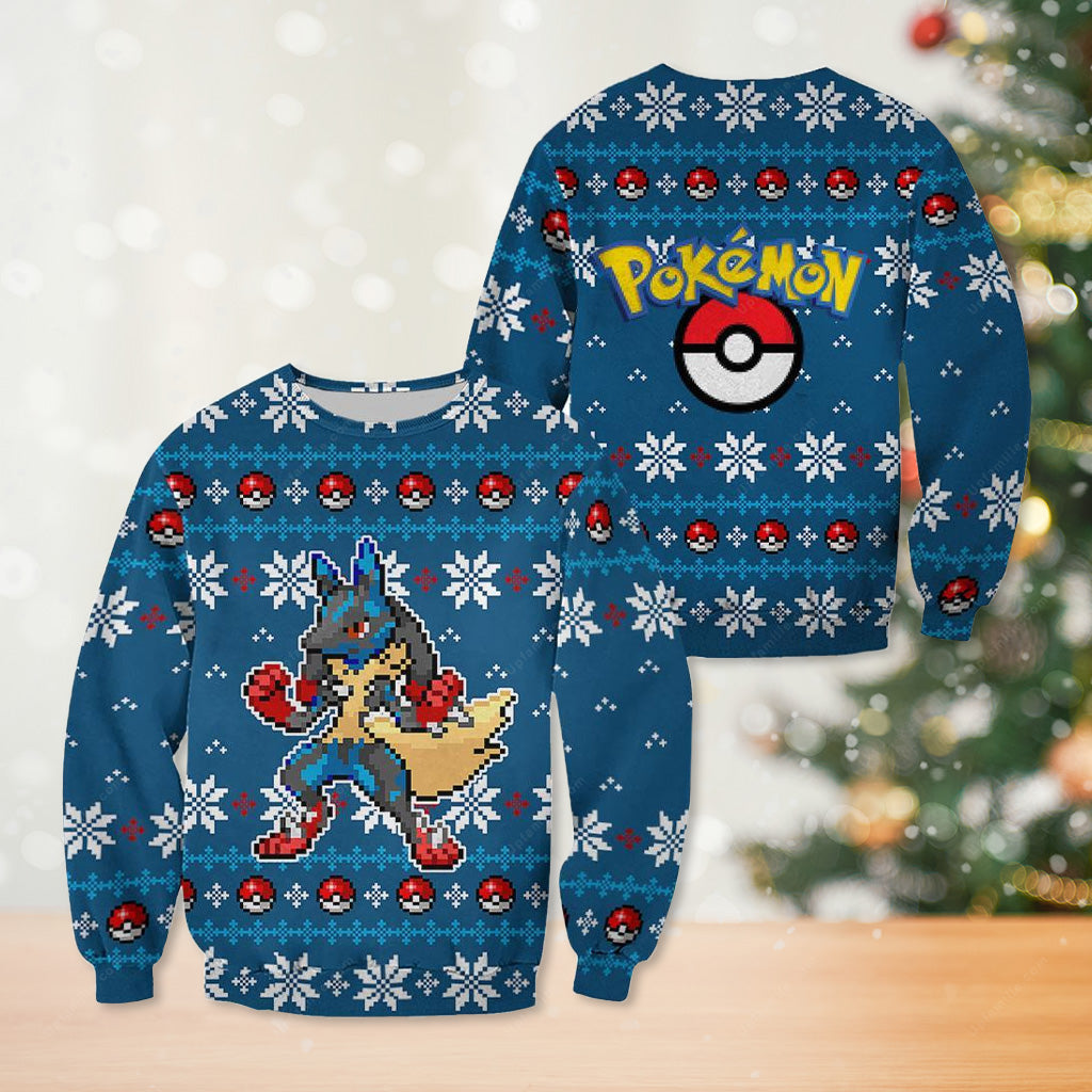 Lucario Pokemon Anime Manga Ugly Christmas Sweater