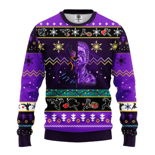 Marvel Comics Merry Xmas Black Panter Ugly Xmas Wool Knitted Sweater