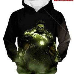 Marvel Super Hulk In Iron Mans Hulkbuster Suit Black Hd 3d Aop Hoodie