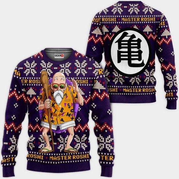 Master Roshi Anime Dragon Ball Xmas Ugly Christmas Knitted Sweater