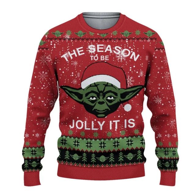 Master Yoda The Season To Be Jolly It Is Xmas Wool Knitted Ugly Sweater