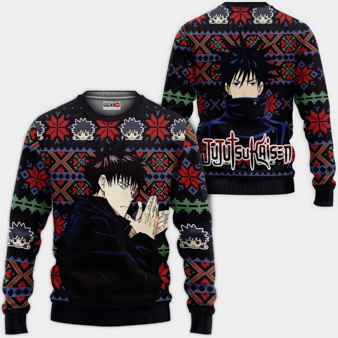 Megumi Fushiguro Anime Jujutsu Kaisen Xmas Ugly Christmas Knitted Sweater