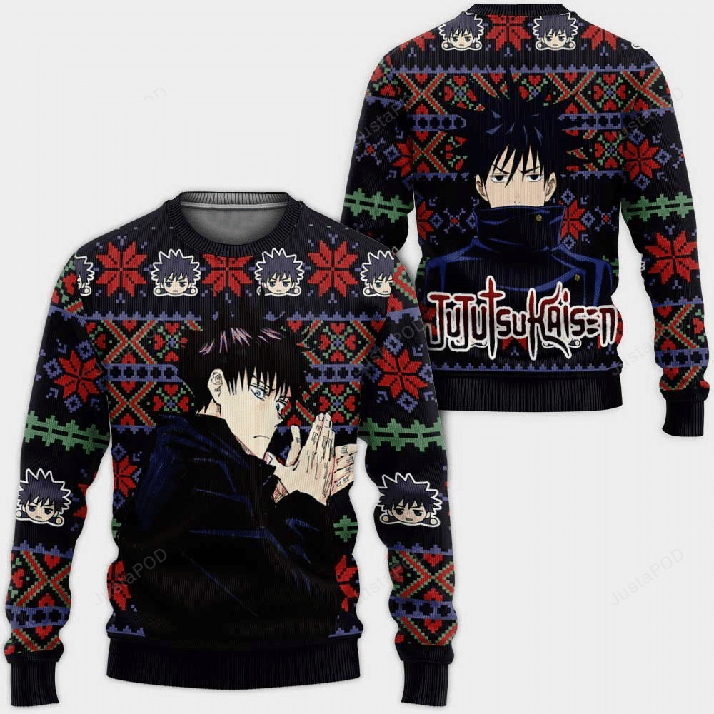 Megumi Fushiguro Anime Manga Jujutsu Kaisen Anime Christmas Wool Knitted Ugly Sweater