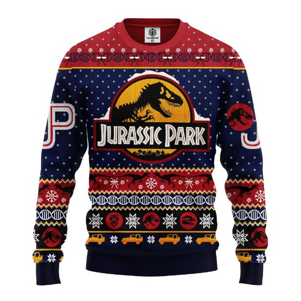 Merry Xmas Jurassic World Jurassic Park Ugly Xmas Wool Knitted Sweater