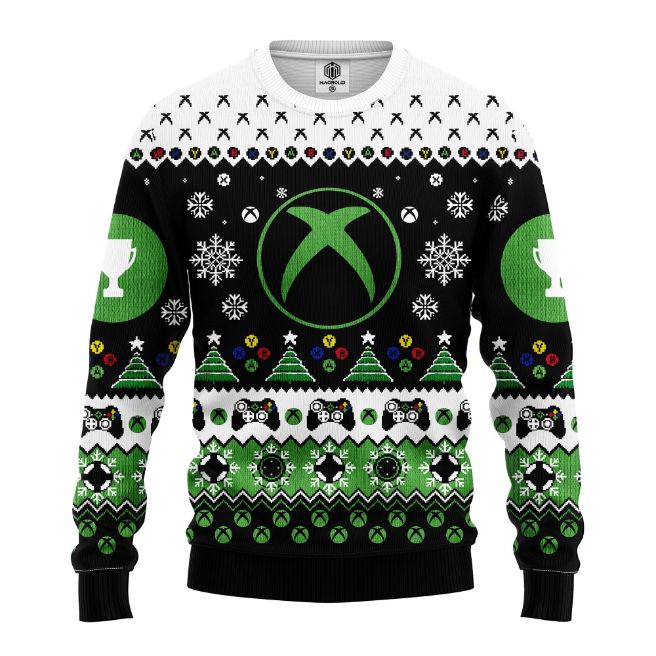 Merry Xmas Xbox 360 Symbol Ugly Christmas Sweater