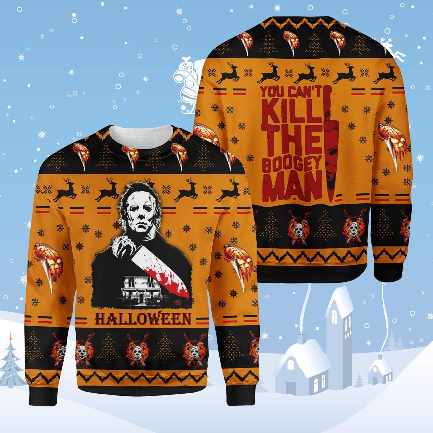 Michael Christmas Horror Fan 2022 Ugly Jason Voorhees – Leatherface Horror Killer Character Murder Halloween Gift Sweater