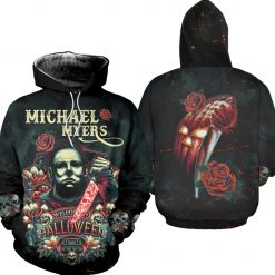 Michael Myers And Roses Halloween Horror Movie All Over Printed Hoodie