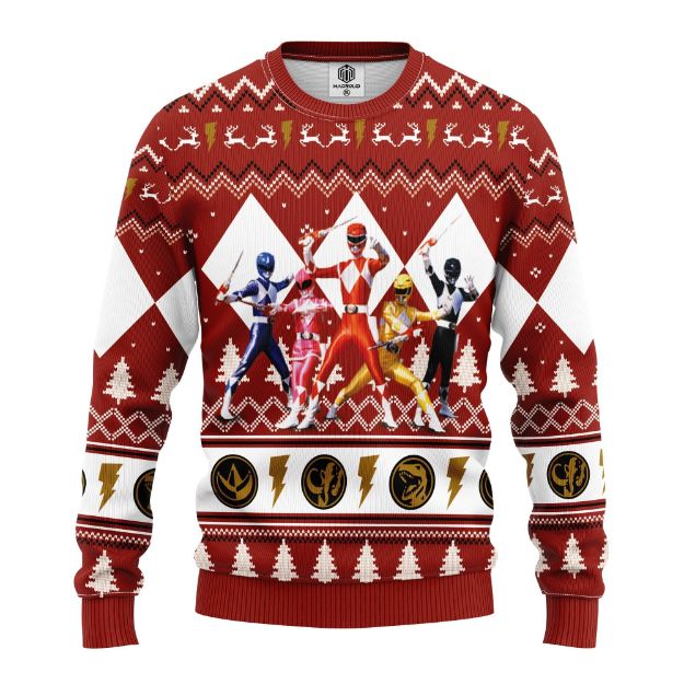Mighty Morphin Power Rangers Ugly Christmas Wool Knitted Sweater