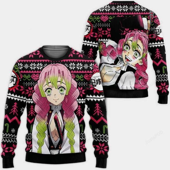 Mitsuri Kanroji Demon Slayer Kimetsu No Yaiba Anime Xmas Ugly Wool Knitted Sweater
