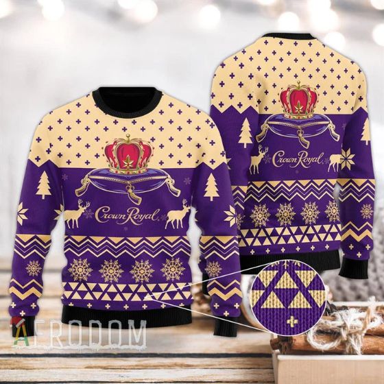 Modern Crown Royal Drink Lover Merry Xmas Ugly Wool Knitted Sweater