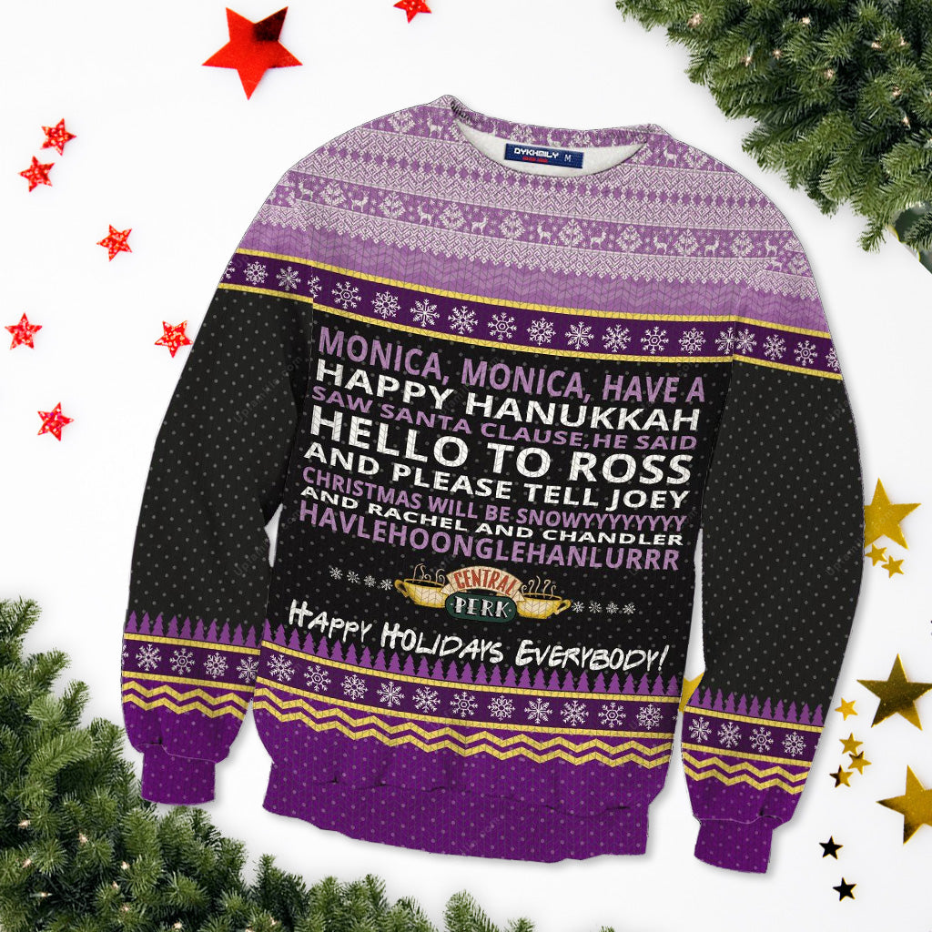 Monica Friends Happy Hanukkah Holidays Ugly Xmas Sweater