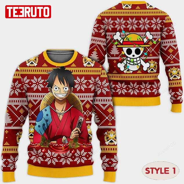Monkey D. Luffy One Piece Anime Anime Manga Characters Xmas Ugly Sweater Multiple Styles