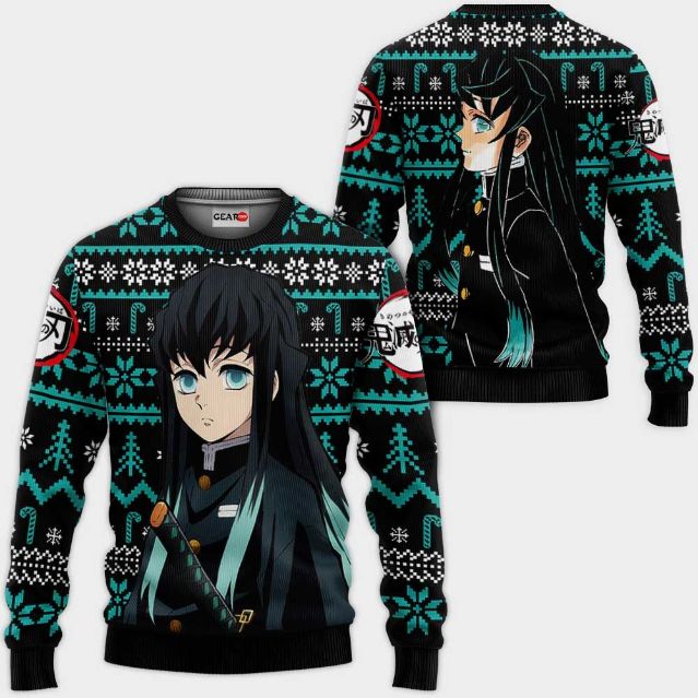 Muichiro Anime Kimetsu Xmas Ugly Christmas Knitted Sweater