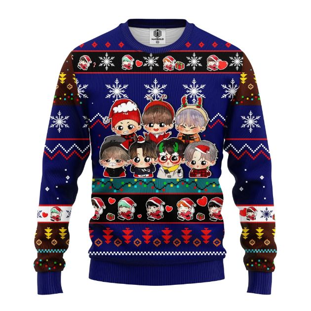 Music Band Merry Xmas Chibi Bts Ugly Christmas Sweater