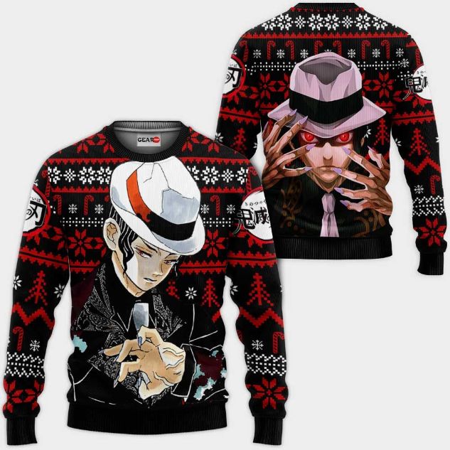 Muzan Kibutsuji Anime Kimetsu Xmas Ugly Christmas Knitted Sweater