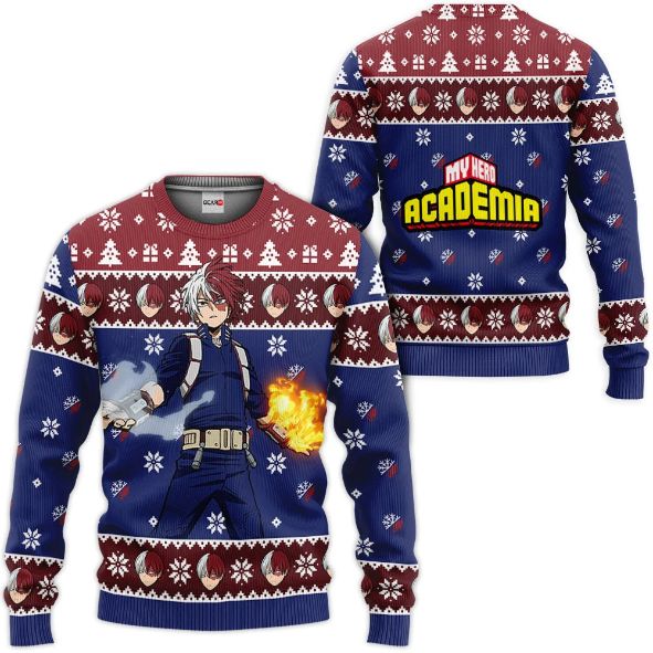 My Hero Academia Shoto Todoroki Anime Ugly Christmas Knitted Sweater Teeruto 5080