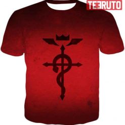Mystical Alchemical Symbol Flamel Red Fullmetal Alchemist Tee 3D AOP T-Shirt