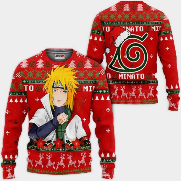 Namikaze Minato Nrt Anime Xmas Ugly Christmas Knitted Sweater