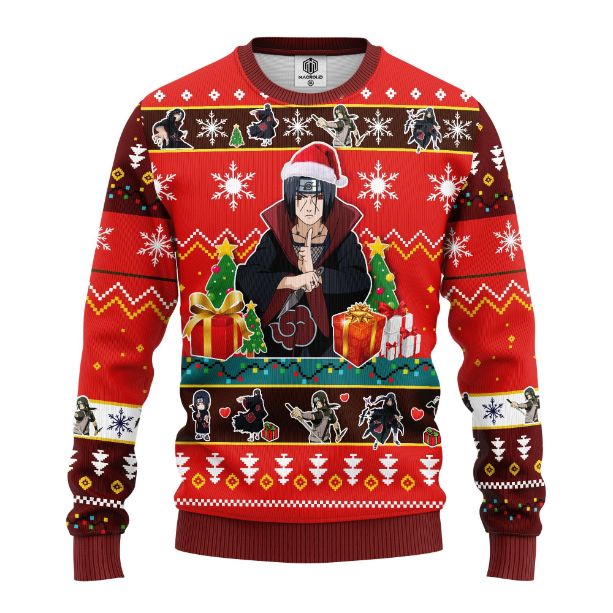 Naruto Anime Xmas Santa Uchiha Itachi Ugly Christmas Sweater - Teeruto