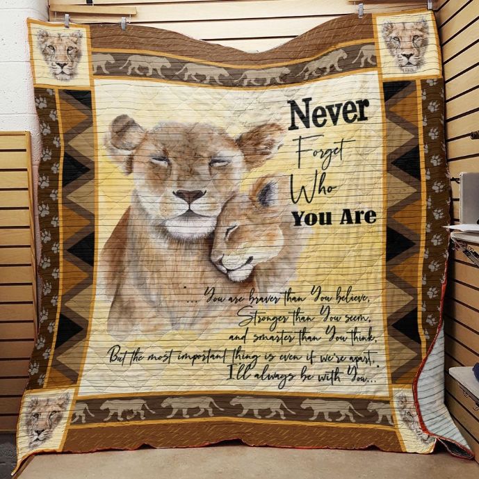 Never Forget Who You Are Lion Family Quilt Blanket