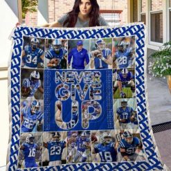 Never Give Up Ncaa DePaul Blue Demons Collection Collected Collected Quilt Blanket