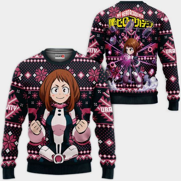 Ochaco Uraraka Anime My Hero Academia Xmas Ugly Christmas Knitted Sweater