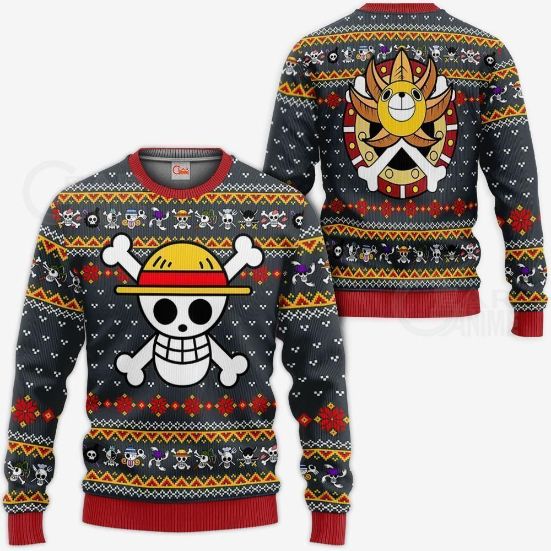 One Piece Straw Hat Priate Xmas Hoodie Ugly Christmas Knitted Sweater
