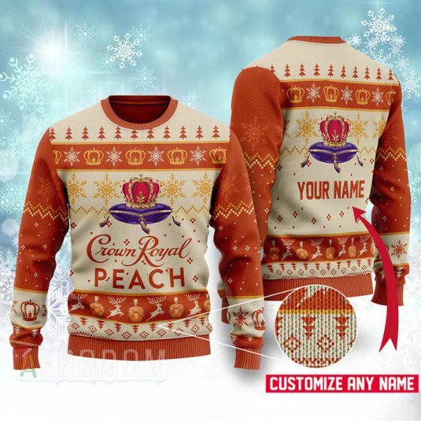 Peach Crown Royal Personalized Xmas Ugly Christmas Sweater