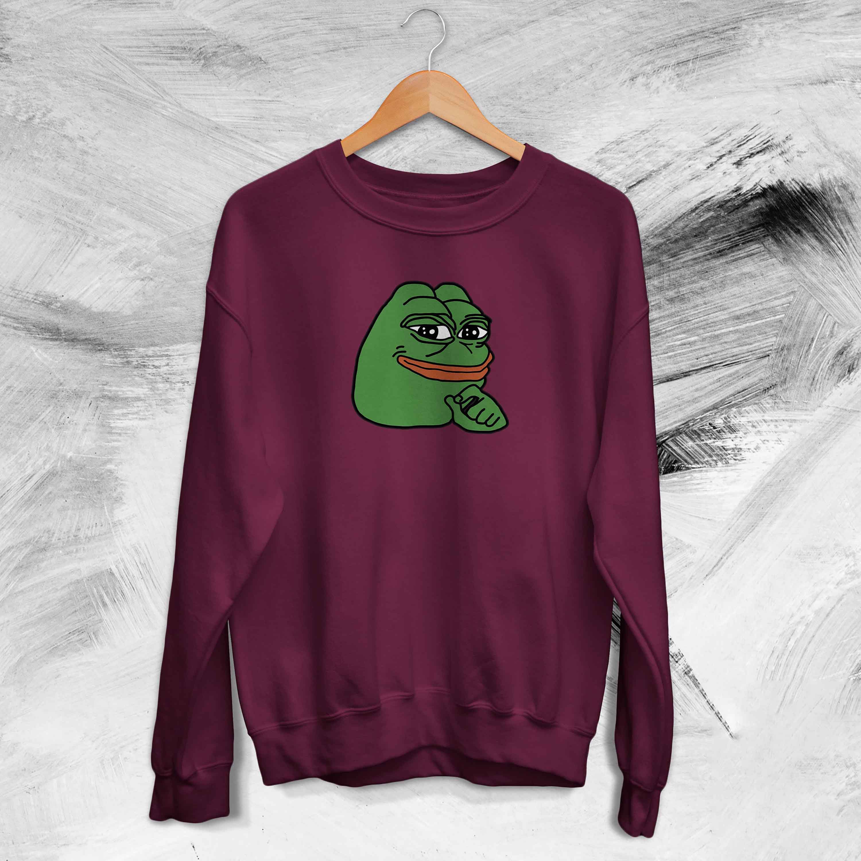 Pepe Frog Suspicious Frog Meme Man I Love Frog Funny Meme Unisex Sweatshirt
