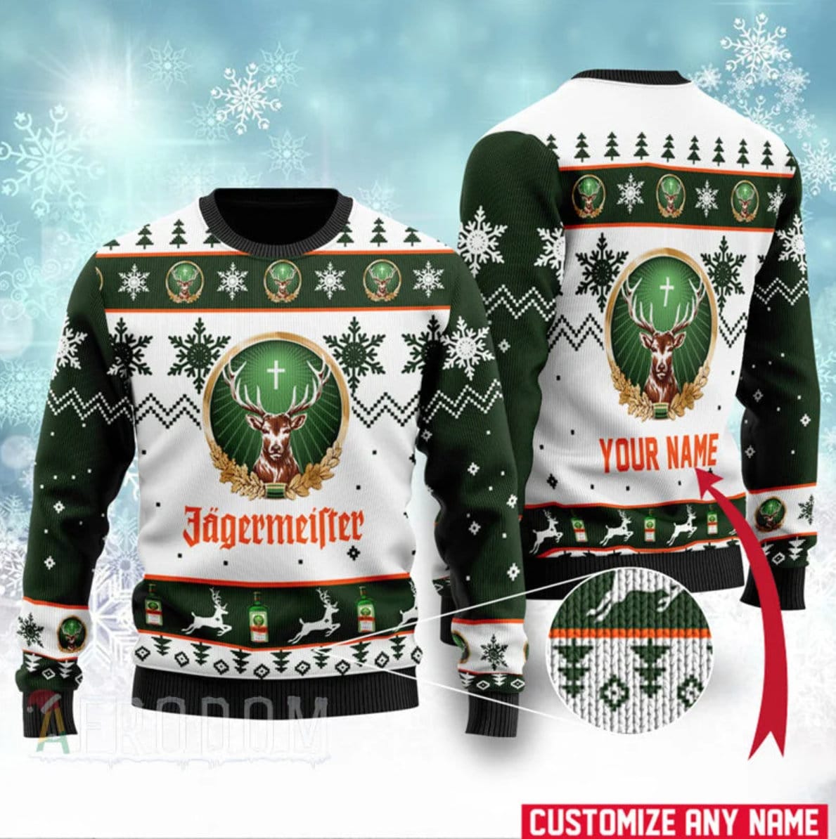 Personalized Jagermeister Ugly Knitted Christmas Sweatshirt Xmas Sweater