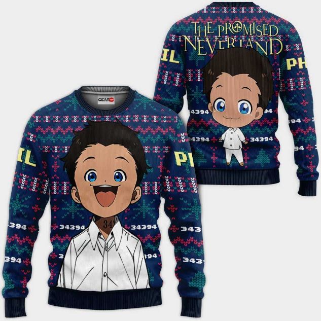 Phil Anime The Promised Neverland Xmas Ugly Christmas Knitted Sweater