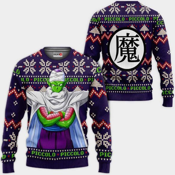 Piccolo Christmas Sweater Anime Dragon Ball Xmas Ugly Christmas Knitted Sweater