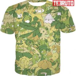 Pokemon – Grass Type Pokemons Anime Tee 3D AOP T-Shirt