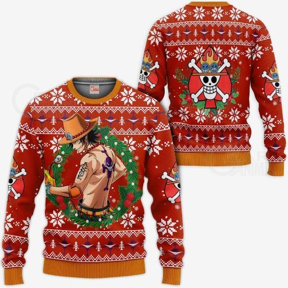 Portgas Ace One Piece Anime Xmas Ugly Christmas Knitted Sweater