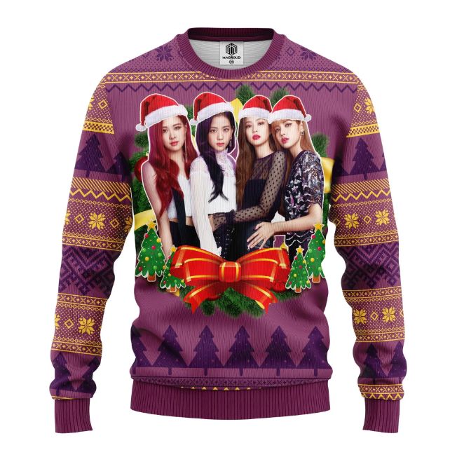 Purple Black Pink Music Band Merry Xmas Ugly Christmas Sweater