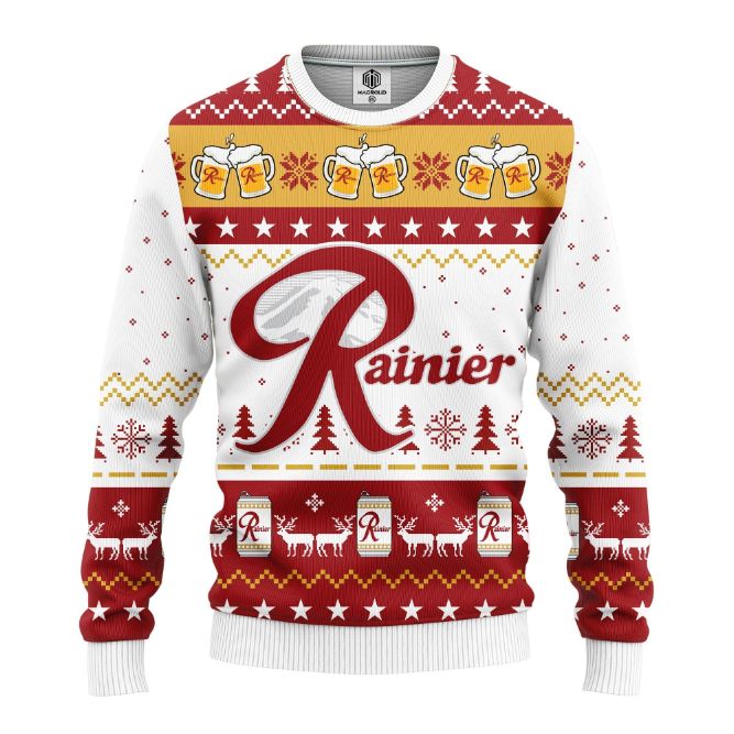Rainier Beer Merry Xmas Ugly Xmas Wool Knitted Sweater