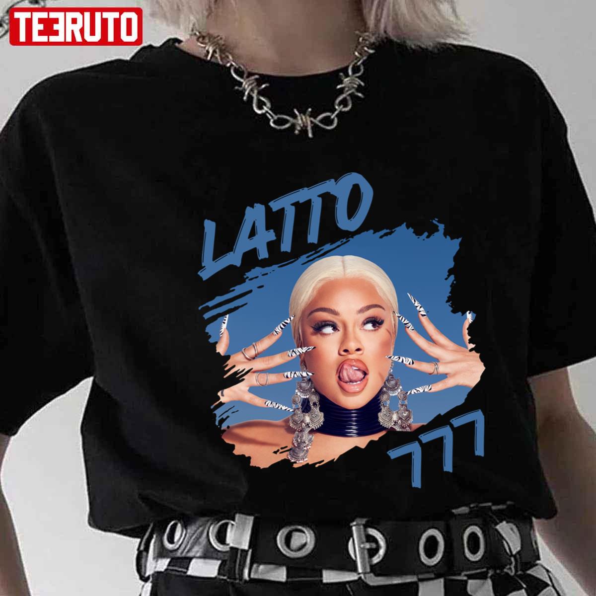 Rap Music Latto Photo With Text Blue 777 Unisex T-shirt