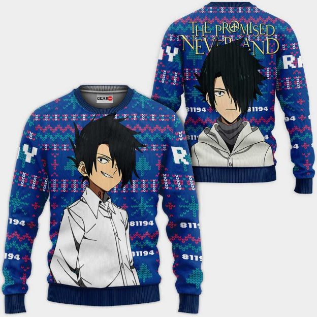 Ray Anime The Promised Neverland Xmas Ugly Christmas Knitted Sweater
