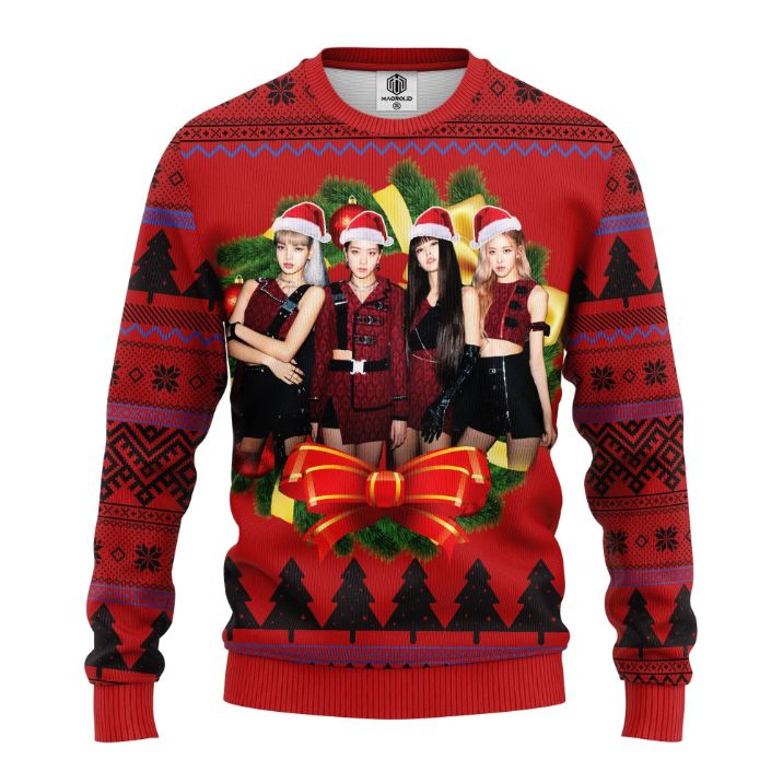 Red Black Pink Music Band Merry Xmas Ugly Christmas Sweater