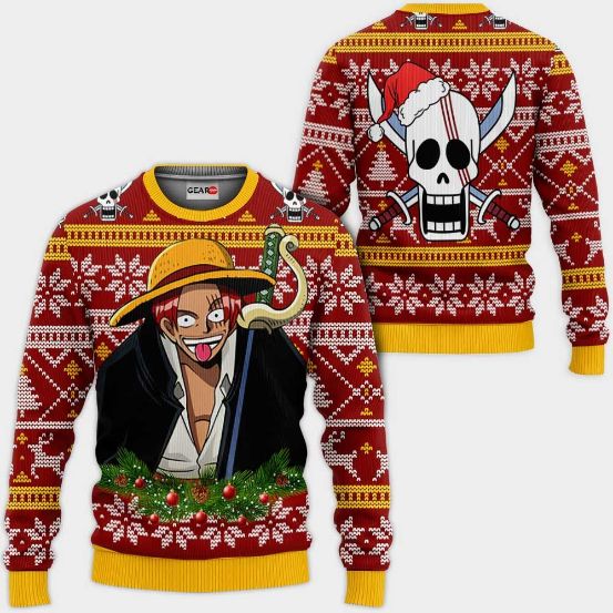 Red Hair Shanks One Piece Anime Xmas Ugly Christmas Knitted Sweater