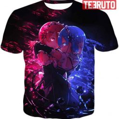 Rezero Wonderful Anime Twin Maids Rem And Ram Cute Black – Rezero Anime Tee 3D AOP T-Shirt