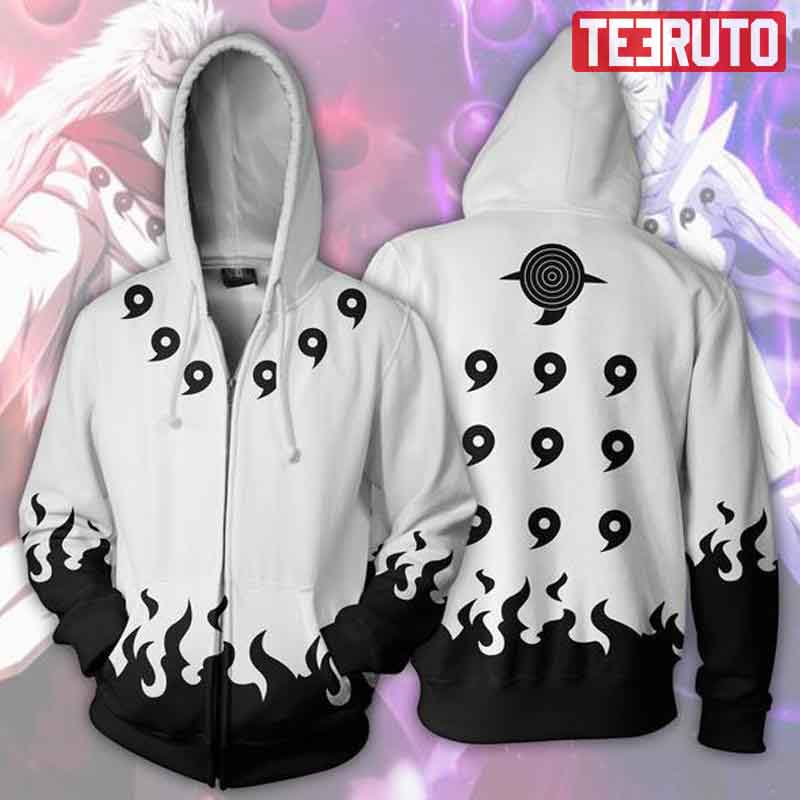 Rikudou Sennin Mode White – Naruto Anime Cosplay Zip Up Jacket Hoodie