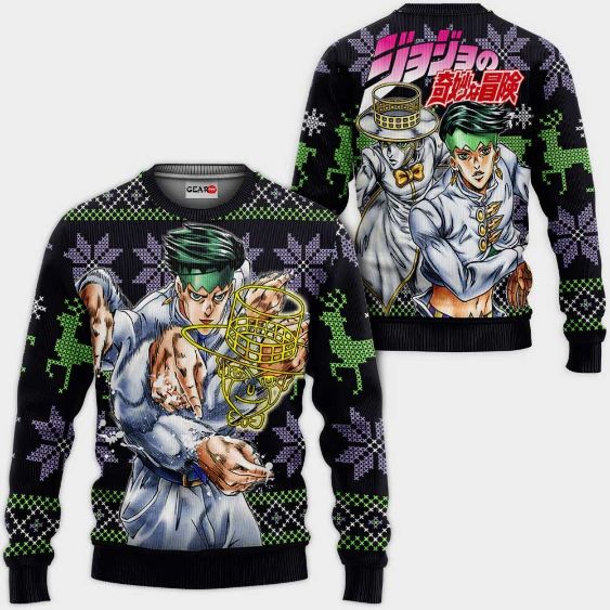 Rohan Kishibe Anime Jjba Xmas Ugly Christmas Knitted Sweater