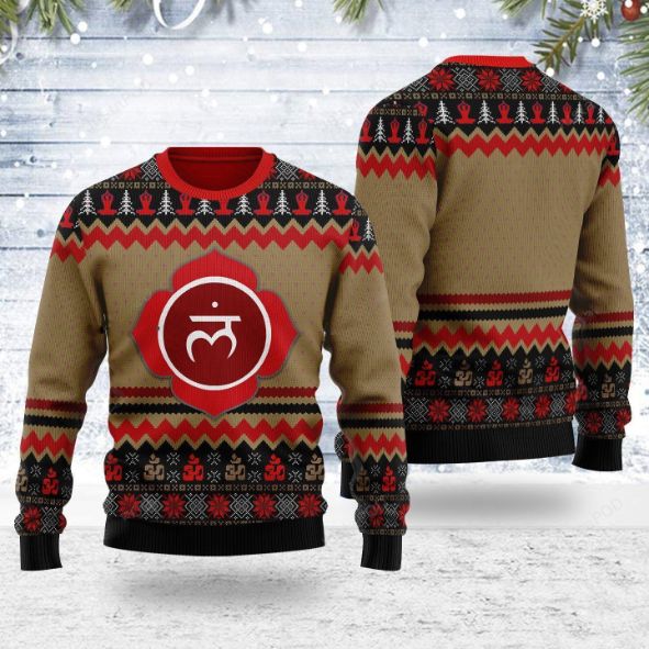 Root Chakra Christmas Wool Knitted Ugly Sweater