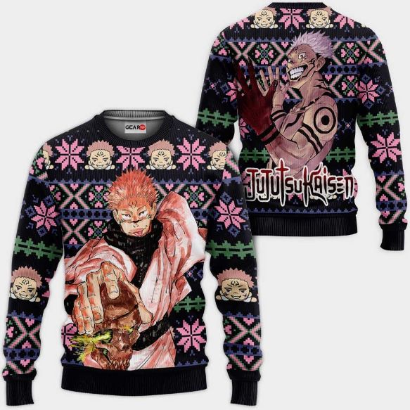 Ryomen Sukuna Anime Jujutsu Kaisen Xmas Ugly Christmas Knitted Sweater